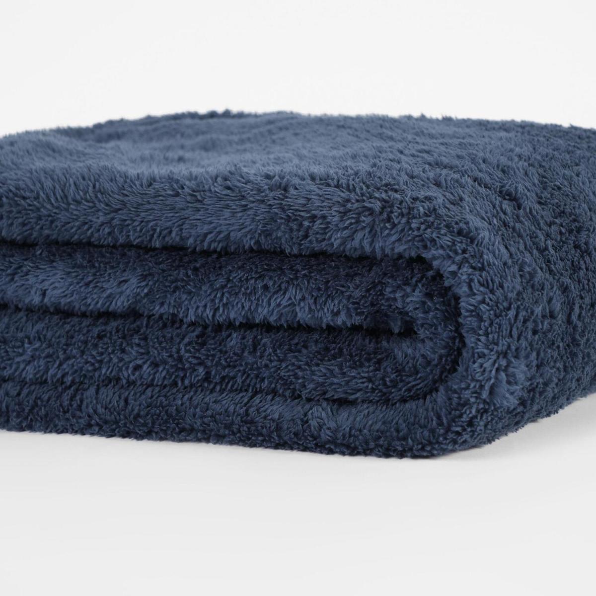 Brentfords Teddy Fleece Large Throw Over Bed Blanket - Navy / Medium - 150 x 200cm – image 2
