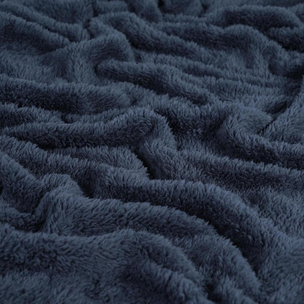 Brentfords Teddy Fleece Large Throw Over Bed Blanket - Navy / Medium - 150 x 200cm – image 3