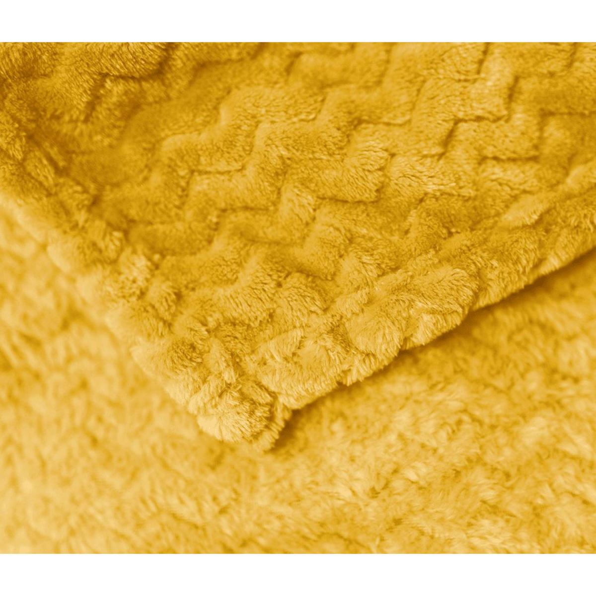 Snug Soft Chevron Patterned Blanket Mink Throw - Ochre / 150x200 – image 3