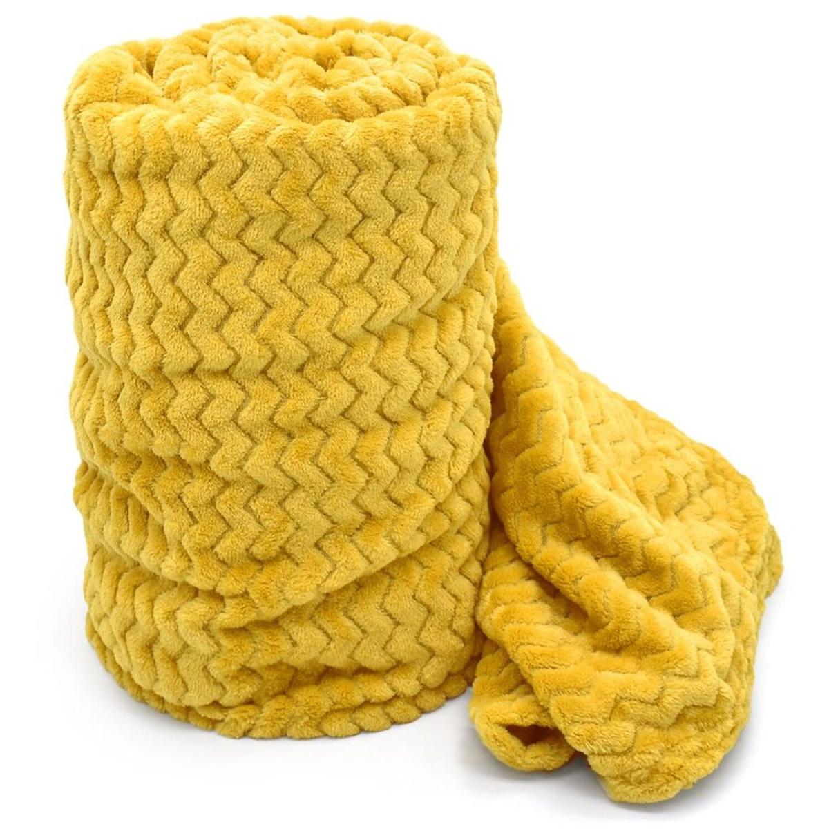 Snug Soft Chevron Patterned Blanket Mink Throw - Ochre / 150x200 – image 4