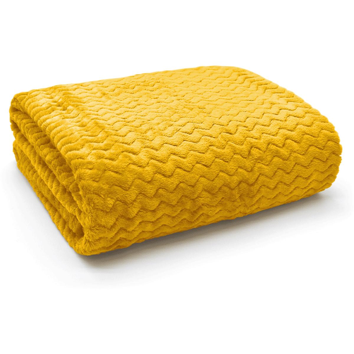 Snug Soft Chevron Patterned Blanket Mink Throw - Ochre / 150x200 – image 5