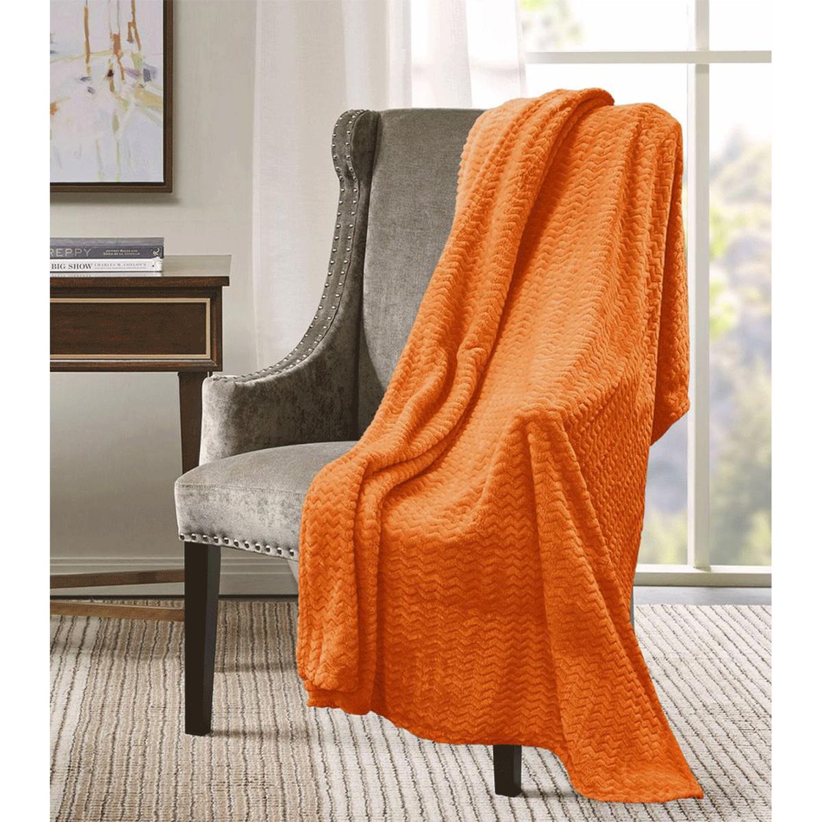 Snug Soft Chevron Patterned Blanket Mink Throw - Ochre / 150x200 – image 10