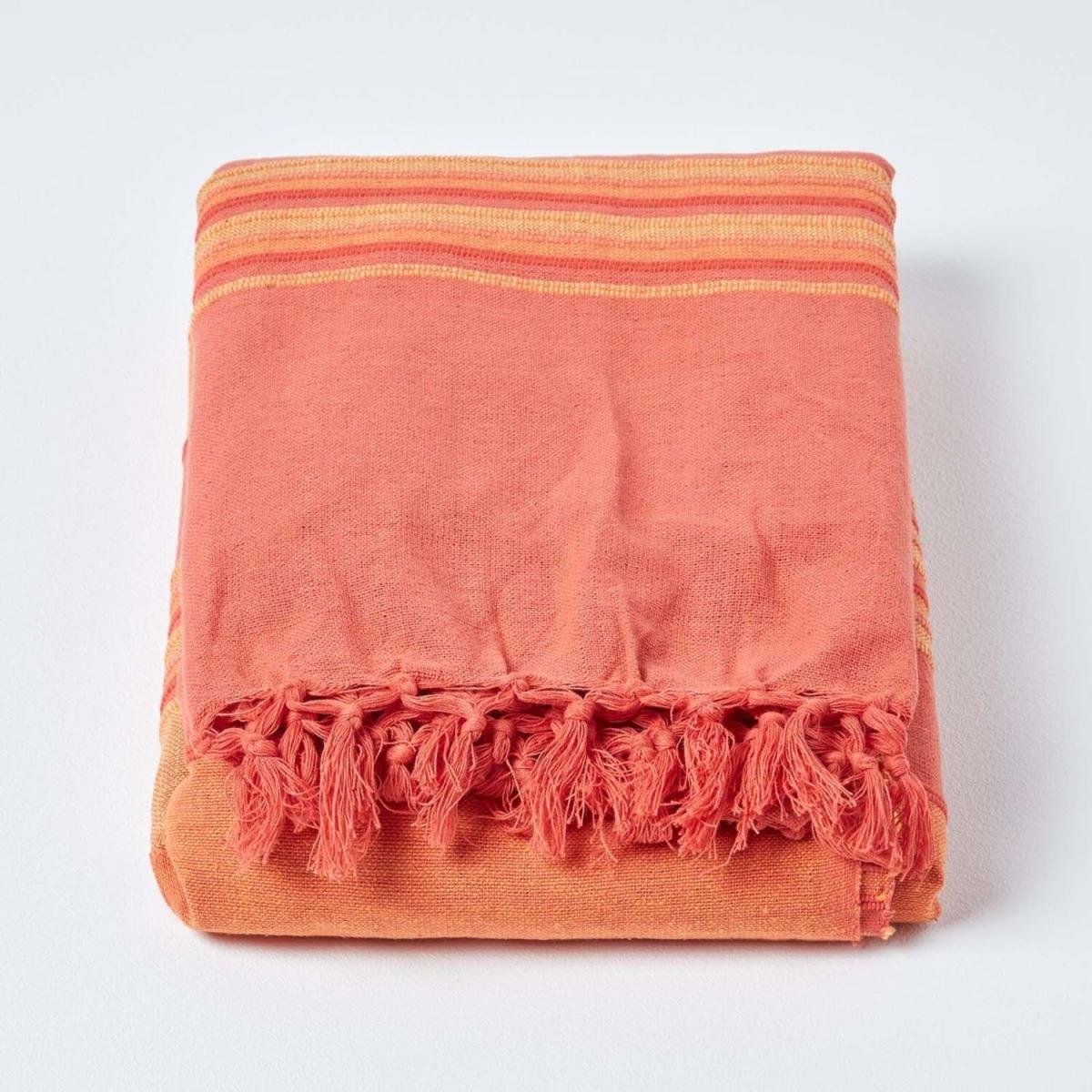 Cotton Morocco Striped Terracotta Throw - Terracotta / 255 x 360 cm – image 3