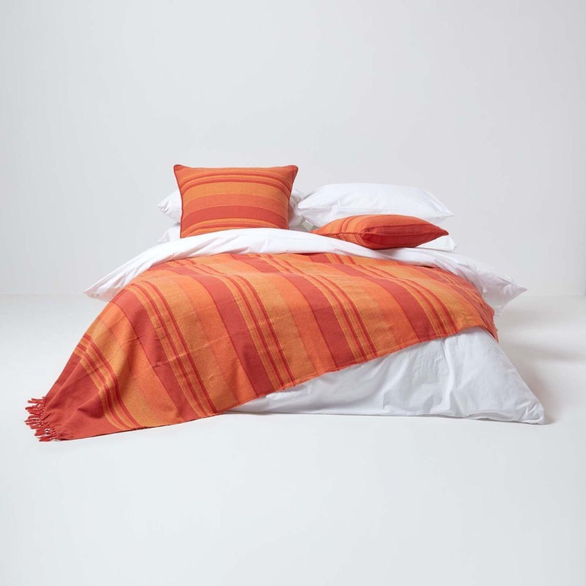 Cotton Morocco Striped Terracotta Throw - Terracotta / 255 x 360 cm – image 4