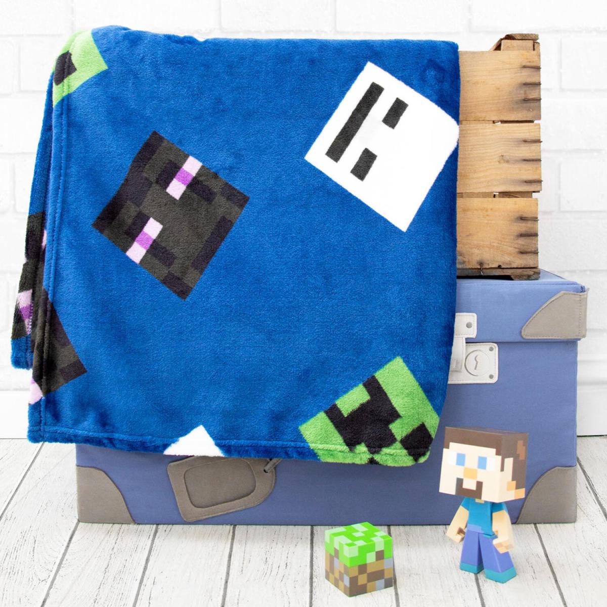 Minecraft Creeps Fleece Throw   - Blue – image 4