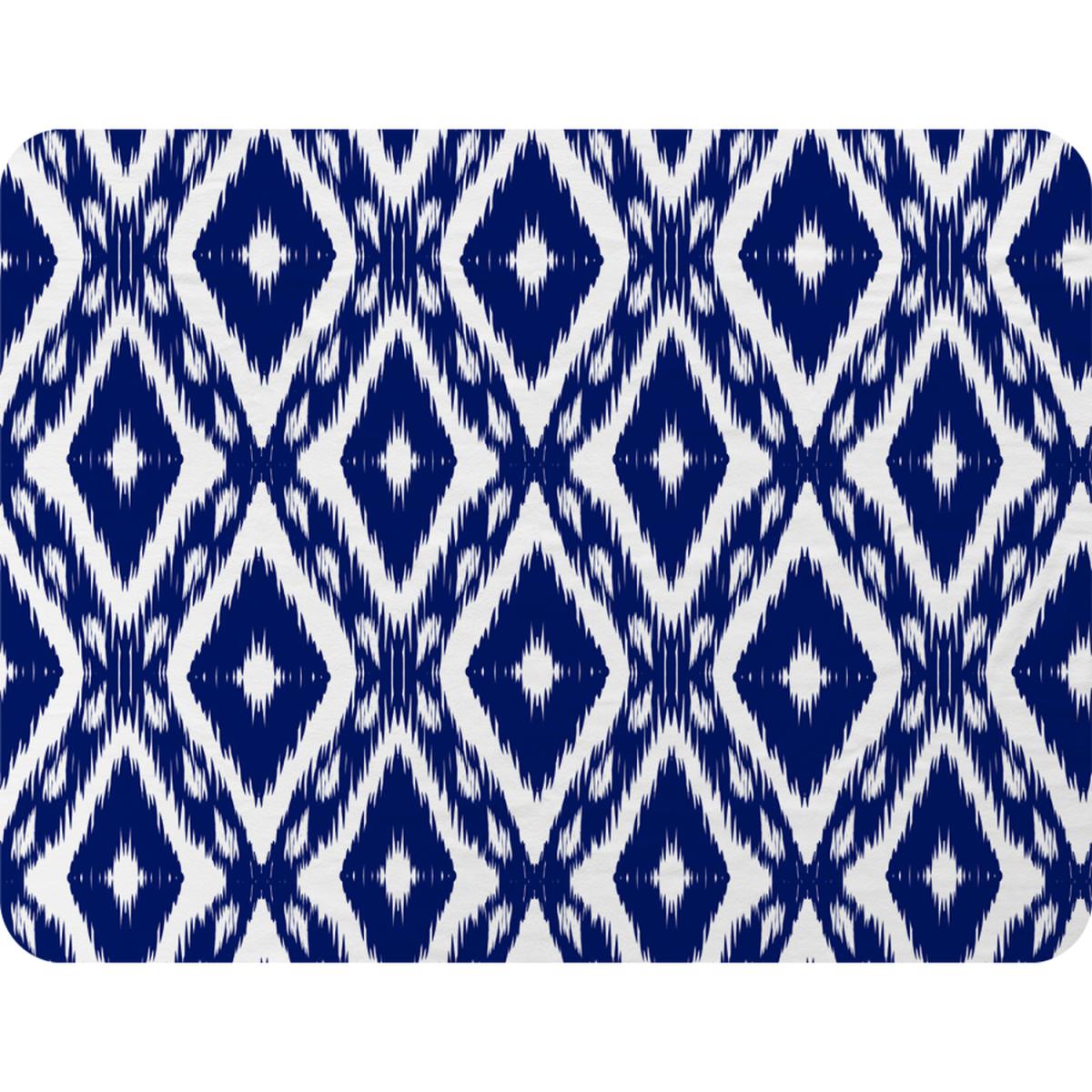 Tribal Art Ikat Ogee In Traditional Classic Blue Blanket - Blue – image 2