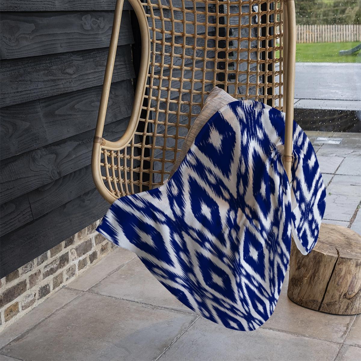 Tribal Art Ikat Ogee In Traditional Classic Blue Blanket - Blue – image 1