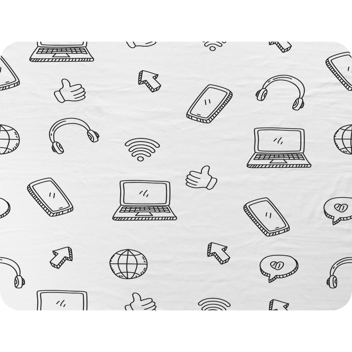 Internet Related Doodle Pattern Blanket - Black – image 2