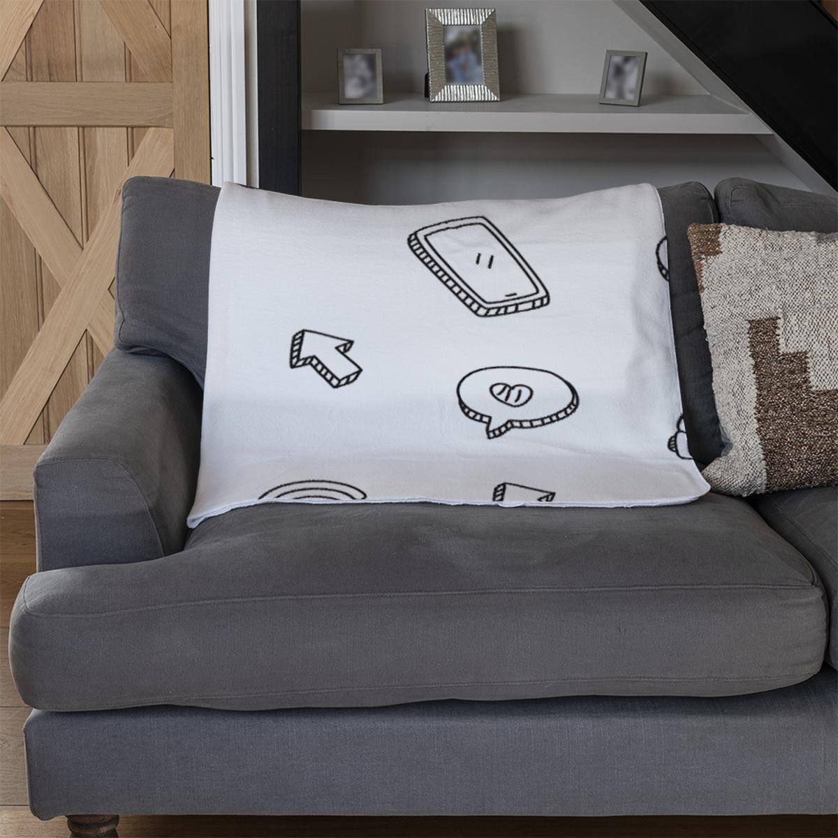 Internet Related Doodle Pattern Blanket - Black – image 3