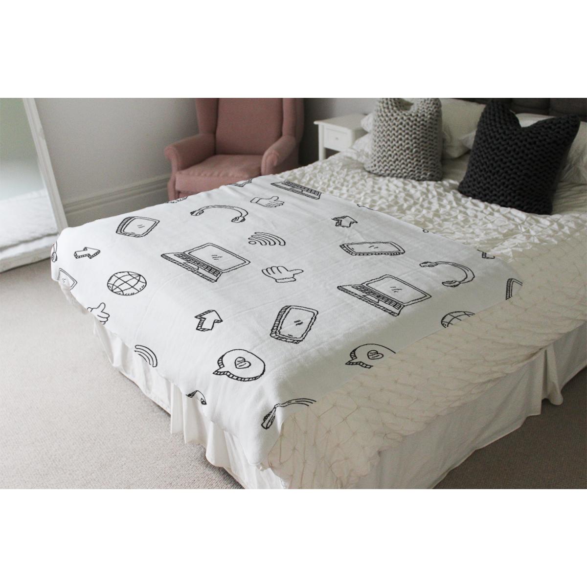 Internet Related Doodle Pattern Blanket - Black – image 4