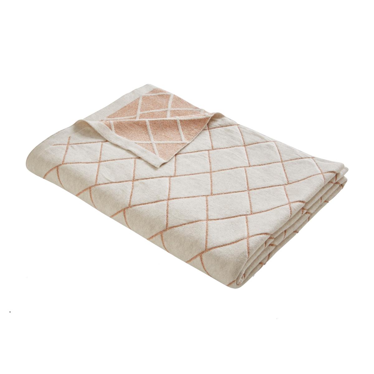 Diamond Knit Cotton Throw By Tess Daly in Rose Gold – image 1