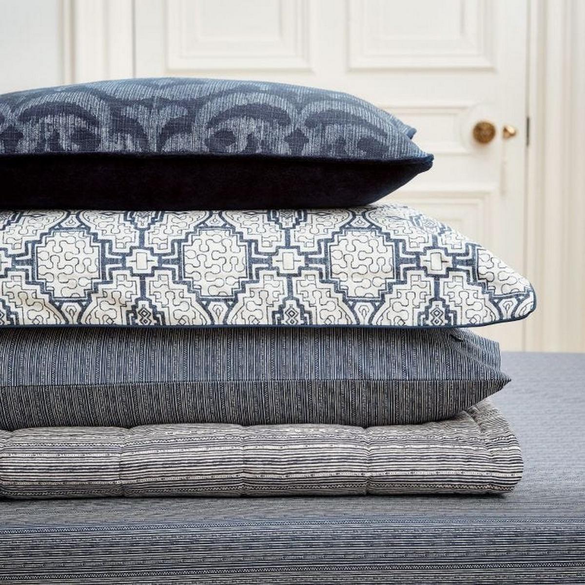 Kateri Quilted Stripe Cotton Throw in Midnight Blue – image 2