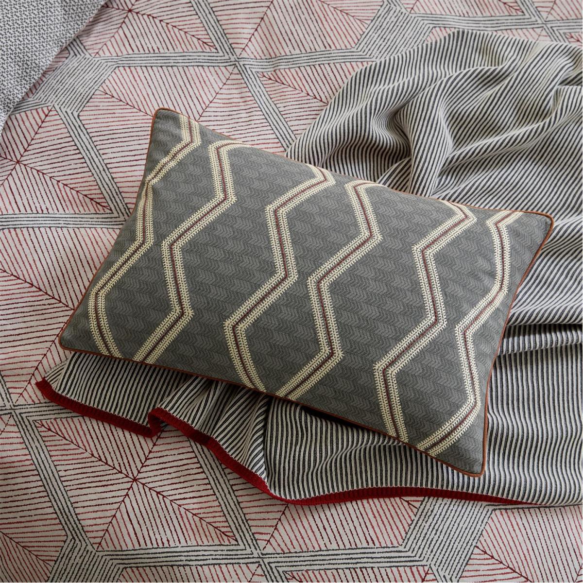 Senko Striped Cotton Ribbed Knitted Throw in Charcoal – image 2
