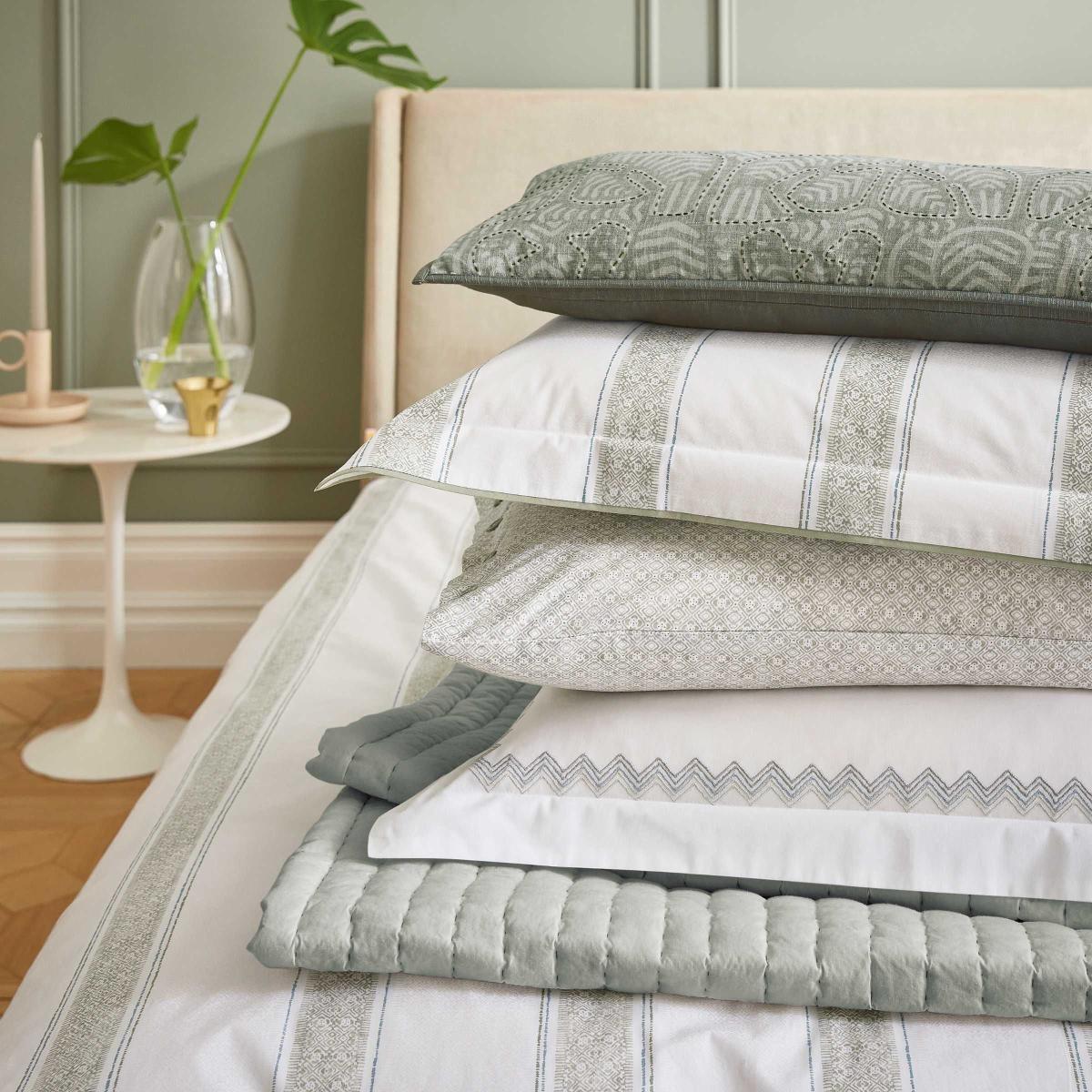 Yuna Quilted Ombre Cotton Throw in Sage Green – image 2