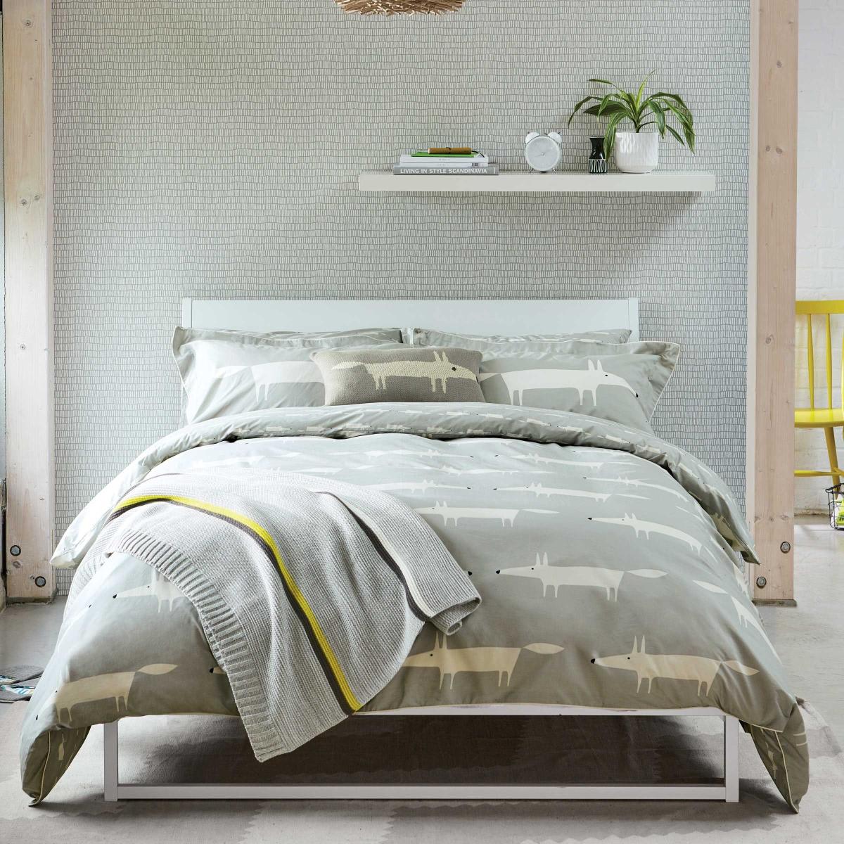 Mr Fox Striped Knitted Throw By Scion in Silver Grey – image 2