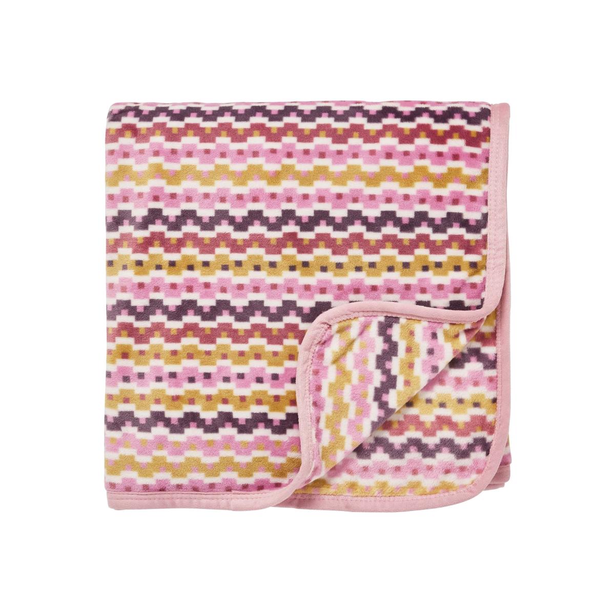 Bouvardia Fleece Zig Zag Throw By Helena Springfield in Honey Pink
