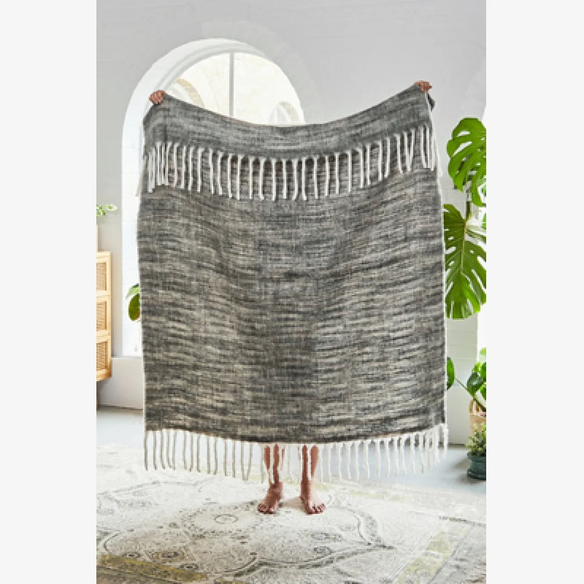 Charcoal Cosy Throw - Grey ALL at Urban Outfitters – image 1