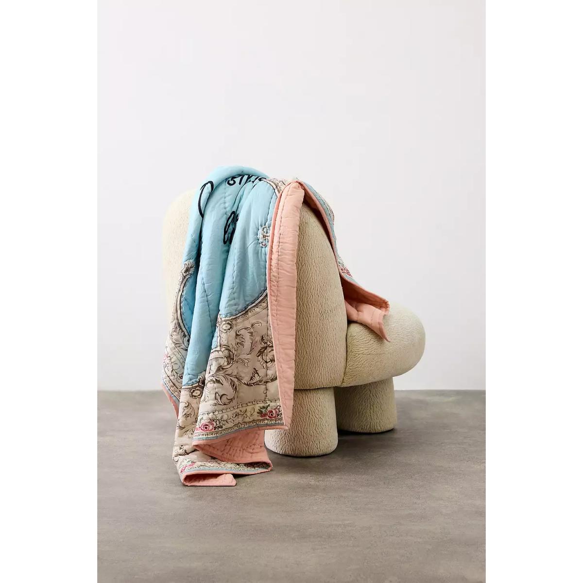 Our Silly Little Home Quilted Throw - Blue 152cm x 127cm at Urban Outfitters – image 2