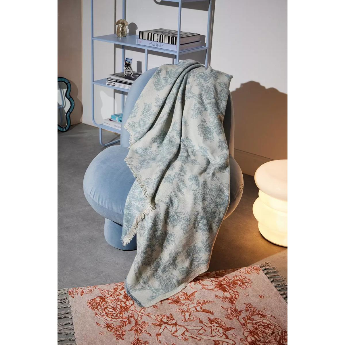 Blue Toile Throw - Light Blue ALL at Urban Outfitters – image 2