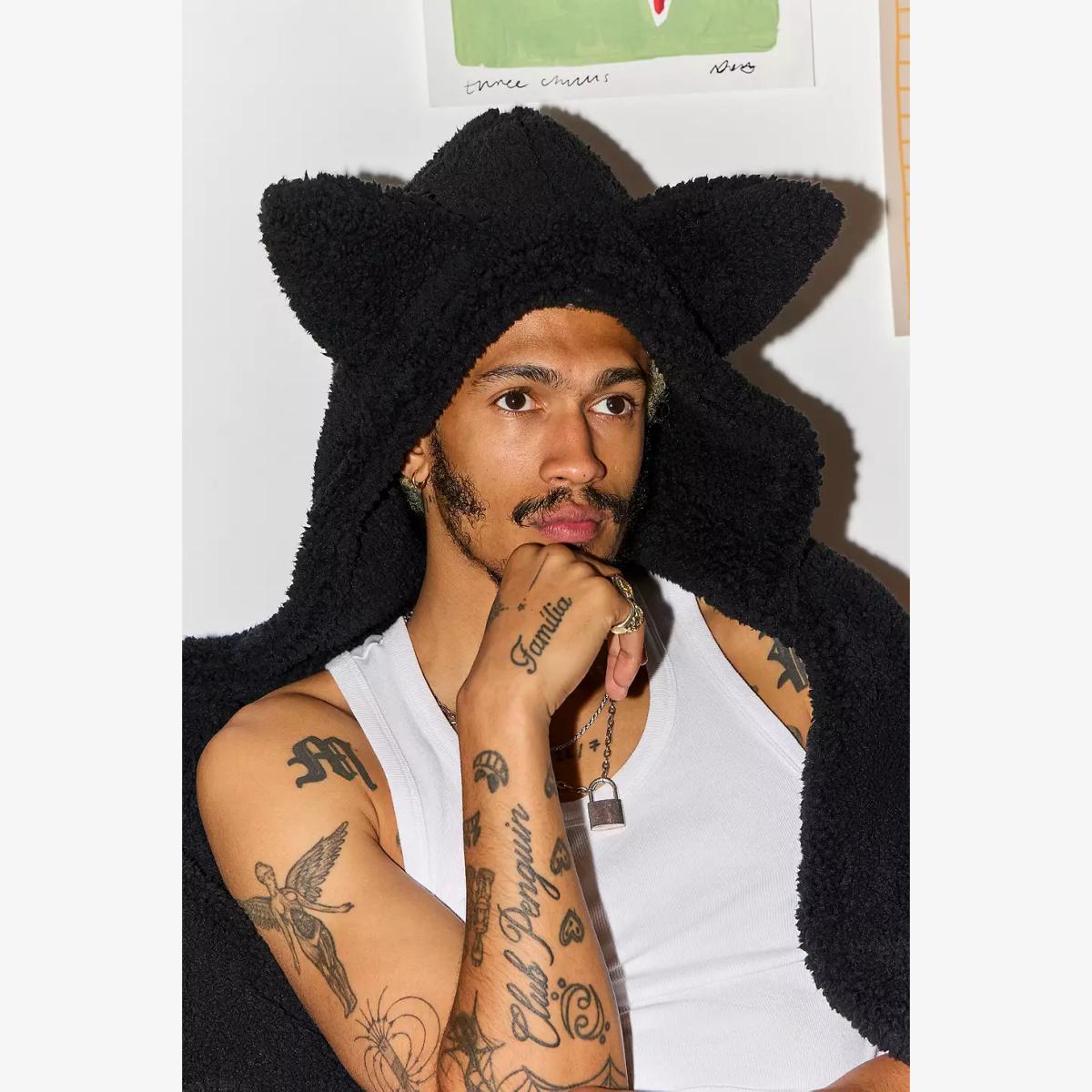 Black Cat Ear Throw - Black 152cm x 127cm at Urban Outfitters – image 1