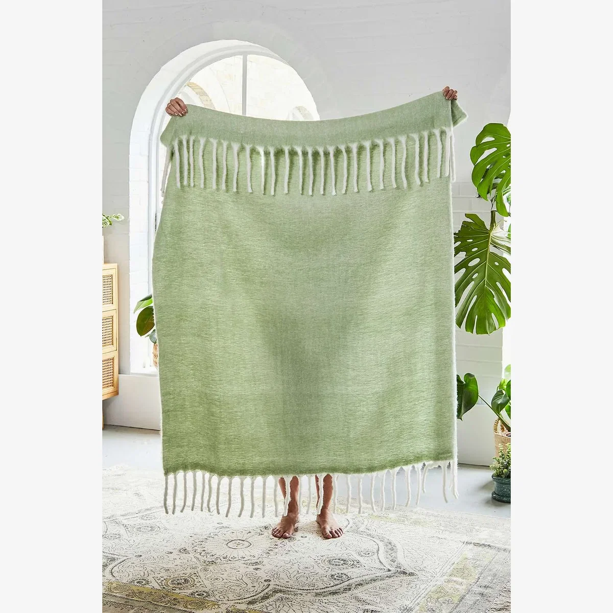 Sage Cosy Throw - Mint ALL at Urban Outfitters – image 1