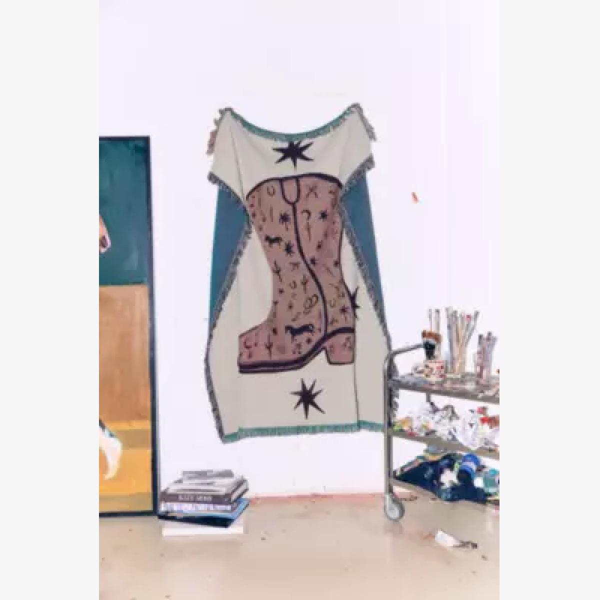 Urban Outfitters x TuftLuck TuftLuck UO Exclusive Doodle Boot Art Throw ALL – image 1