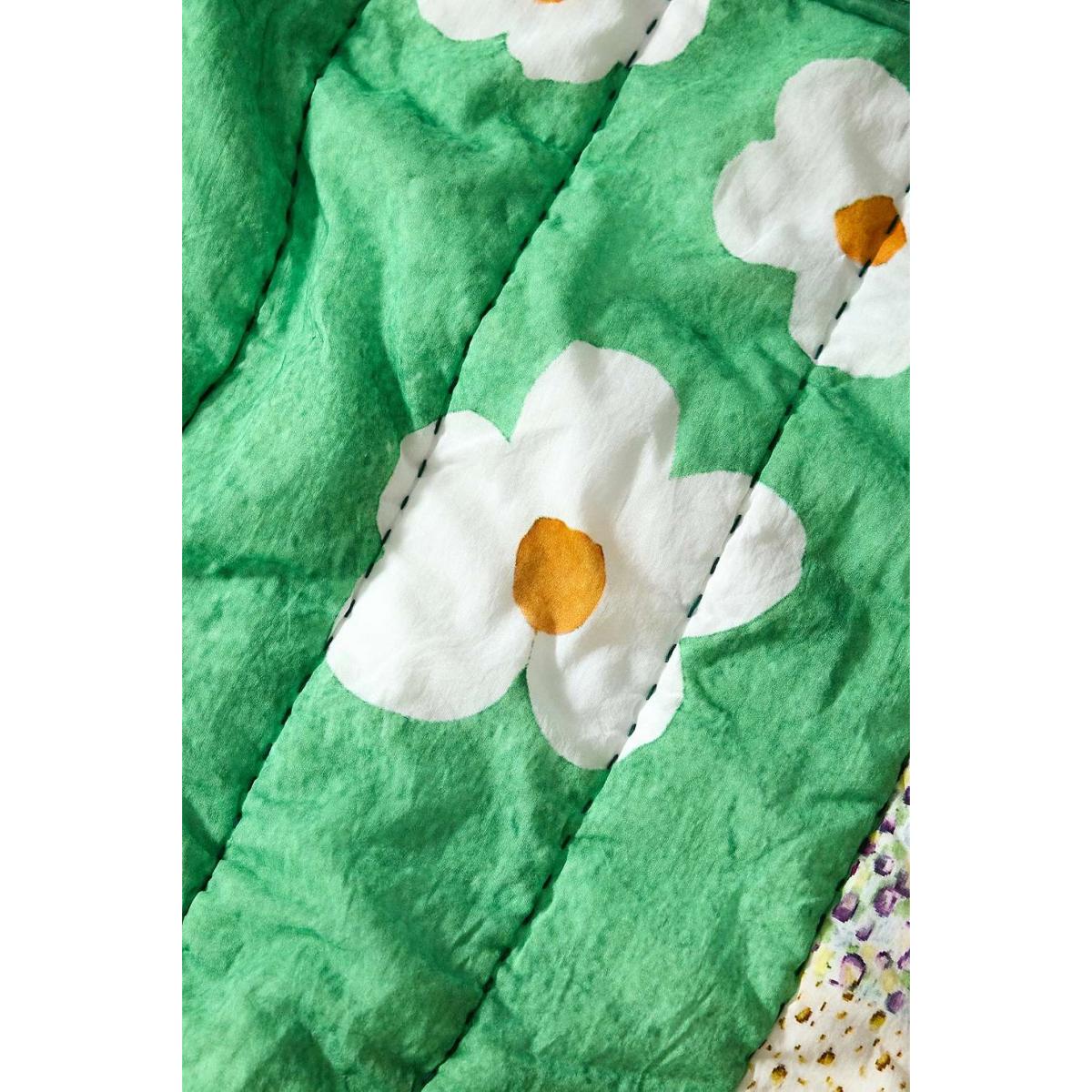 Meadowland Quilted Throw - Green 152cm x 127cm at Urban Outfitters – image 3