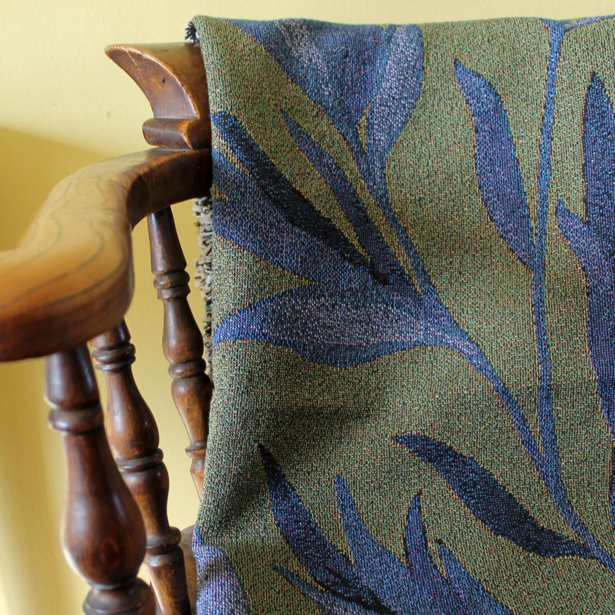 Brown / Blue / Green Growth Olive Green, Blue, Recycled Cotton Woven Throw One Size Rosanna Corfe – image 3