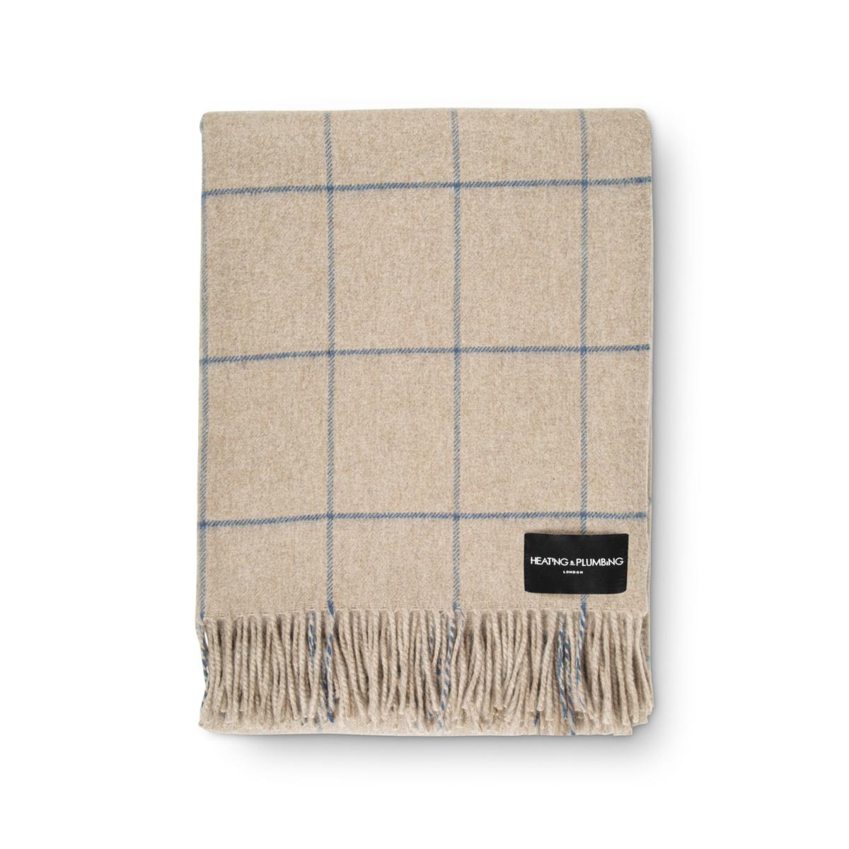 Brown The Eternal Edition - 100% Cashmere Blanket - Taupe / Blue | Heating & Plumbing London – image 2