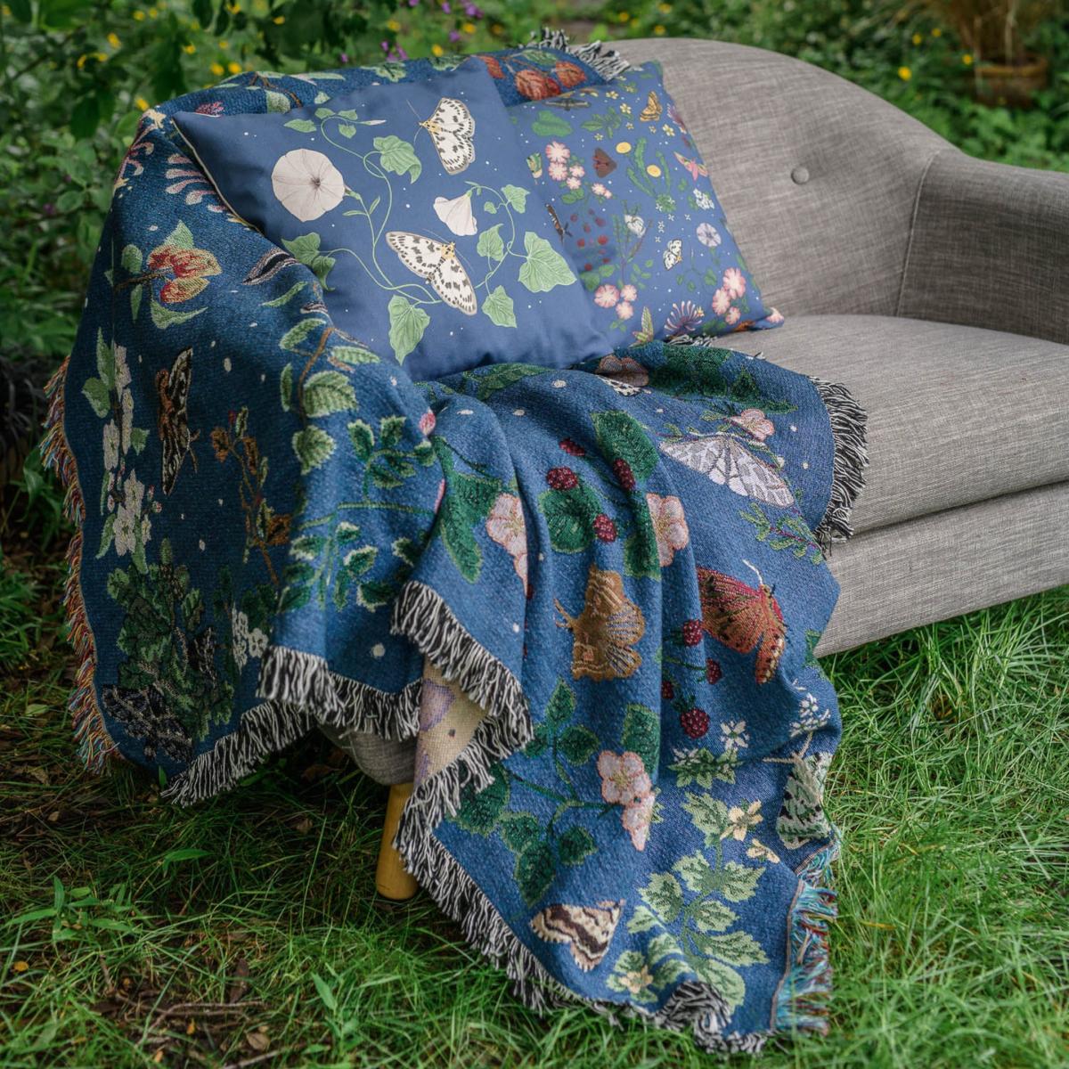Blue Night Garden Woven Cotton Blanket One Size Arcana – image 2
