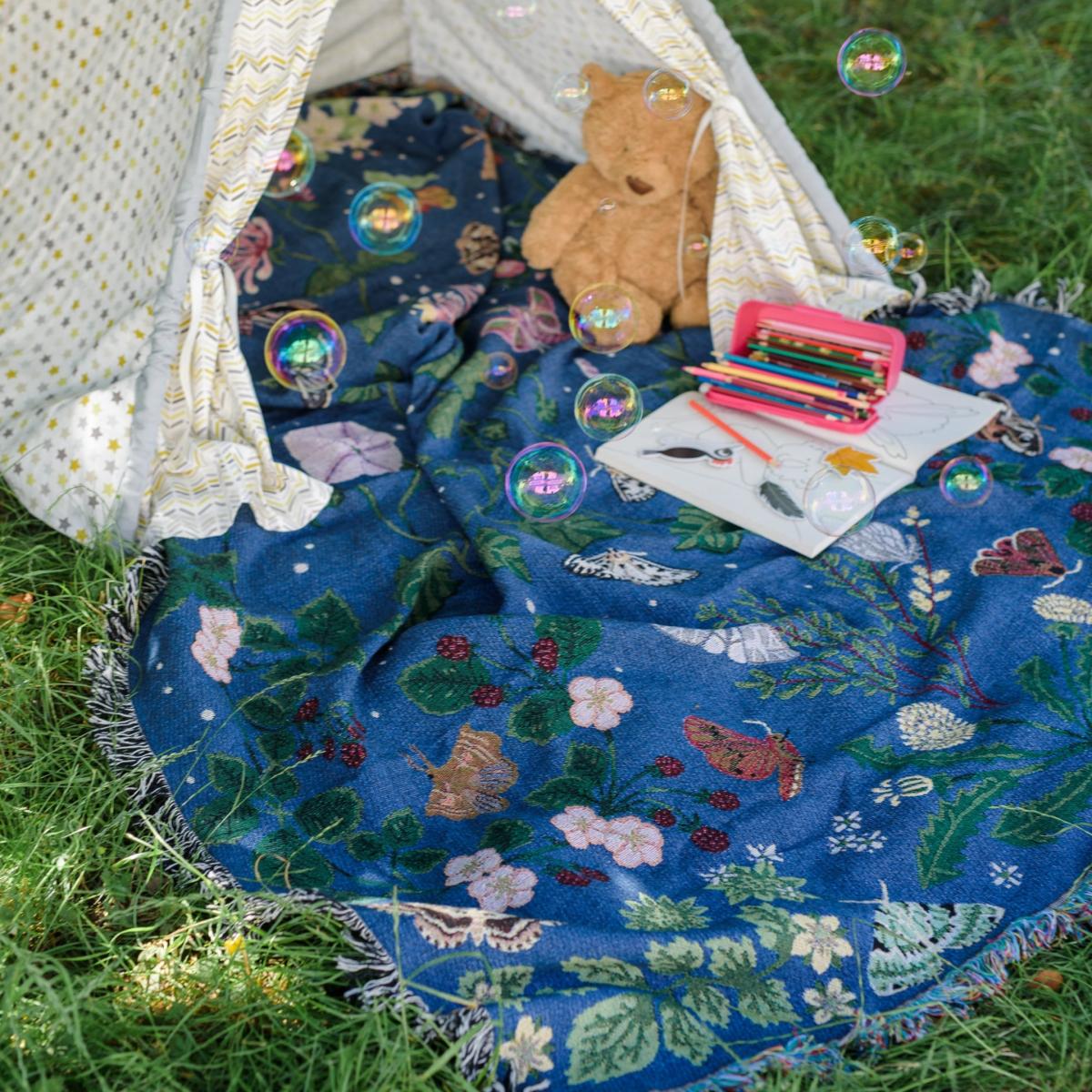 Blue Night Garden Woven Cotton Blanket One Size Arcana – image 3