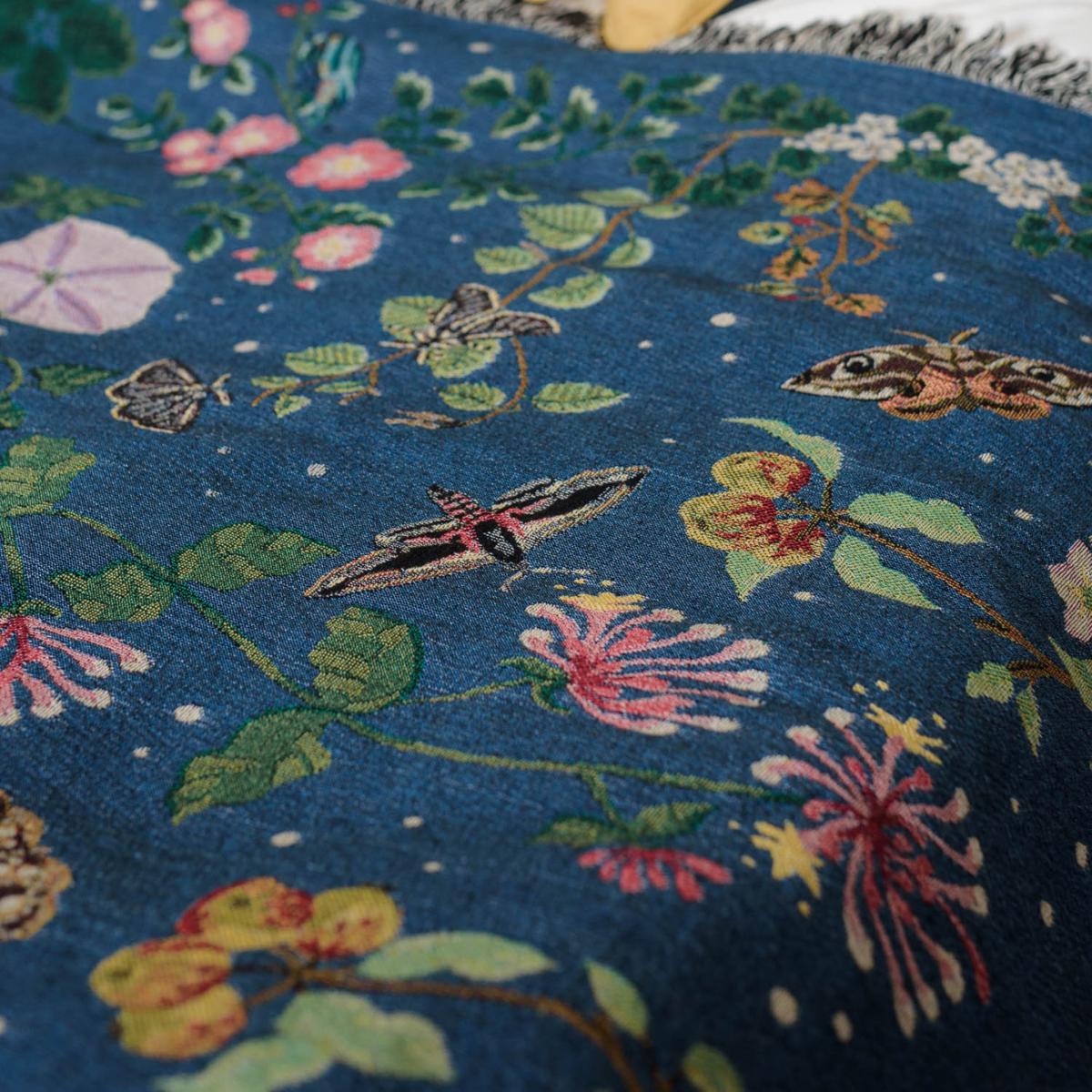 Blue Night Garden Woven Cotton Blanket One Size Arcana – image 4