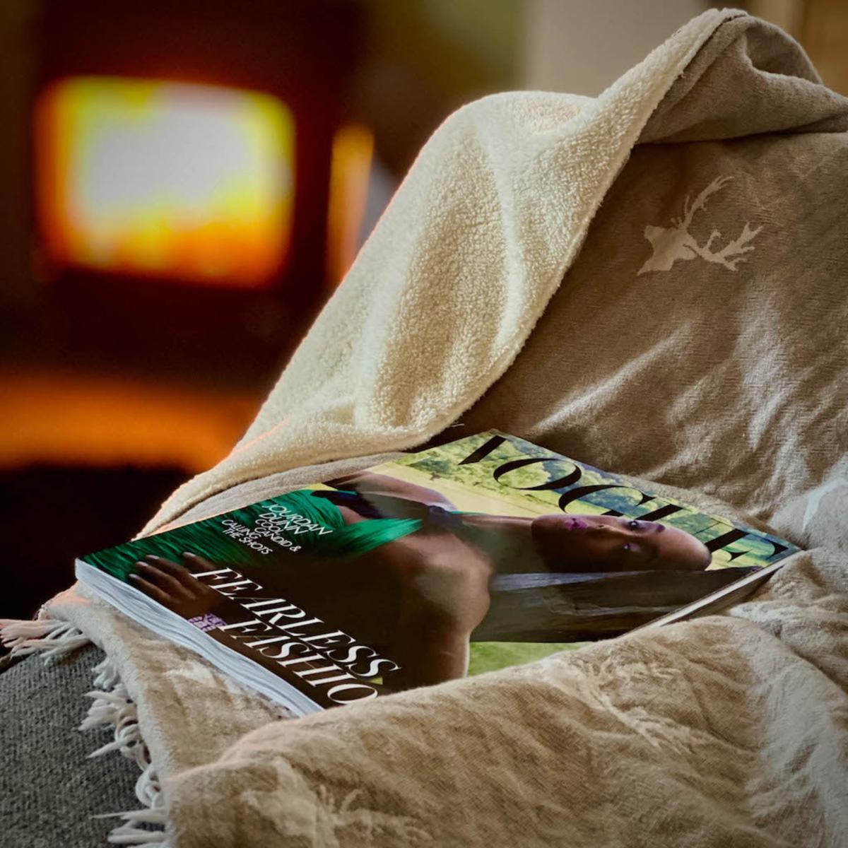 Brown Stag Fleece Lined Throw - Taupe One Size Ailera – image 3