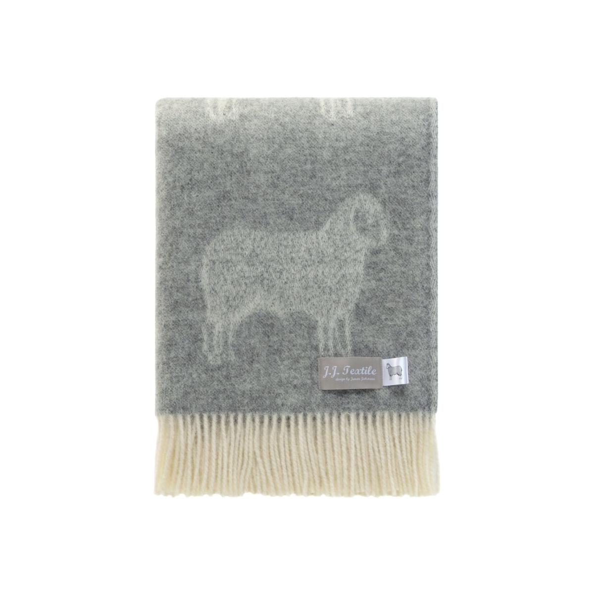 Grey / White Grey Sheep Wool Throw J. j.textile – image 1