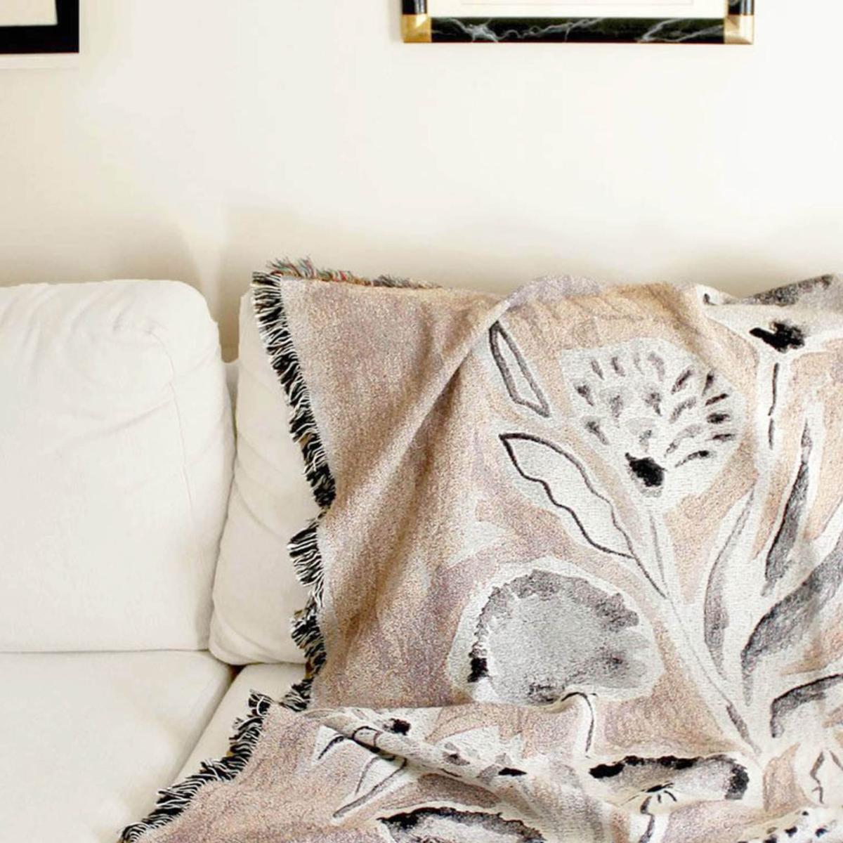 White / Grey / Neutrals Wishful Pink Woven Recycled Cotton Throw One Size Rosanna Corfe – image 4
