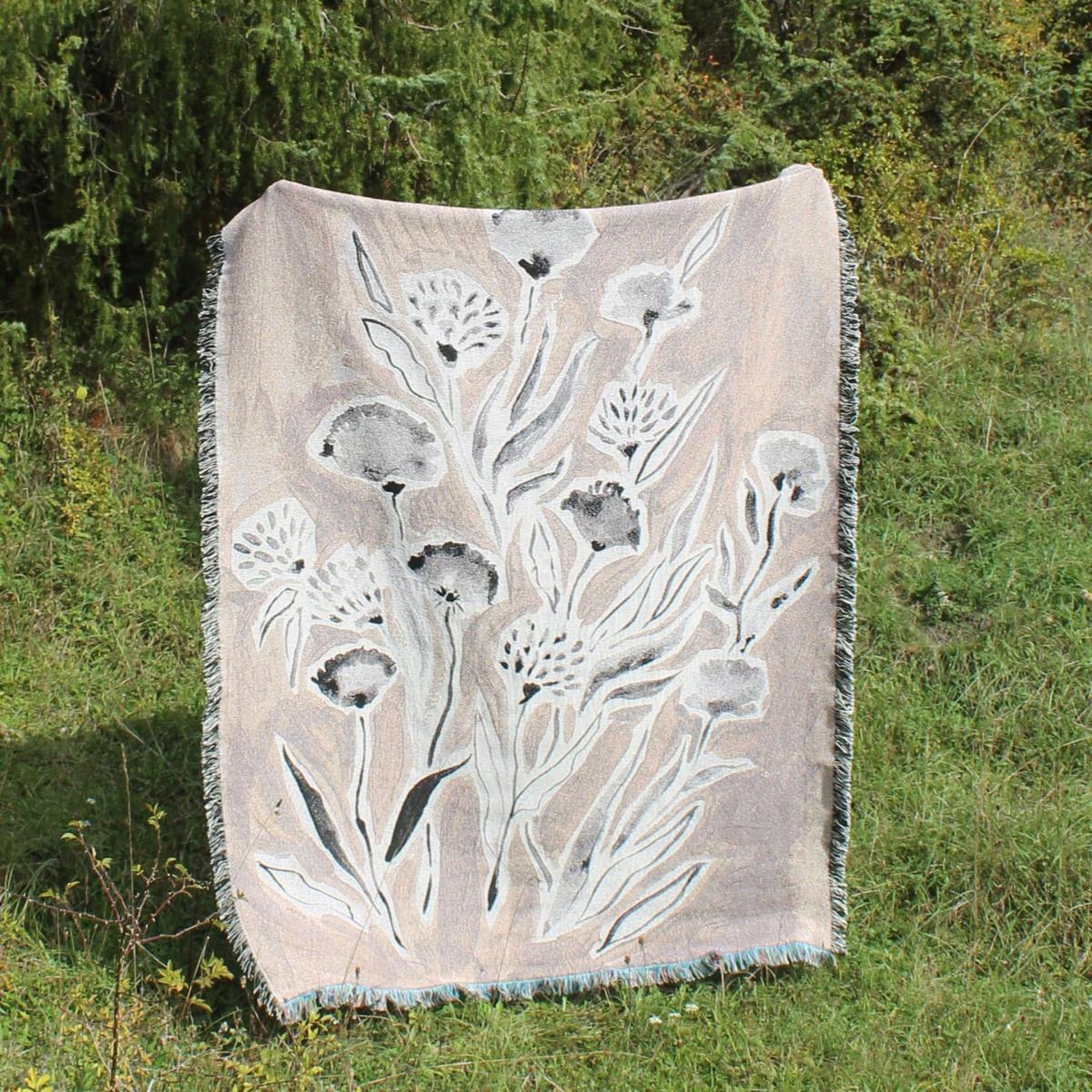 White / Grey / Neutrals Wishful Pink Woven Recycled Cotton Throw One Size Rosanna Corfe – image 5