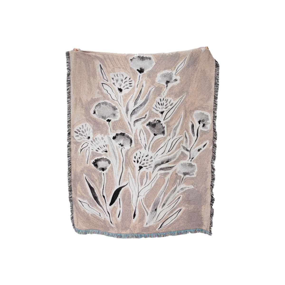 White / Grey / Neutrals Wishful Pink Woven Recycled Cotton Throw One Size Rosanna Corfe – image 1