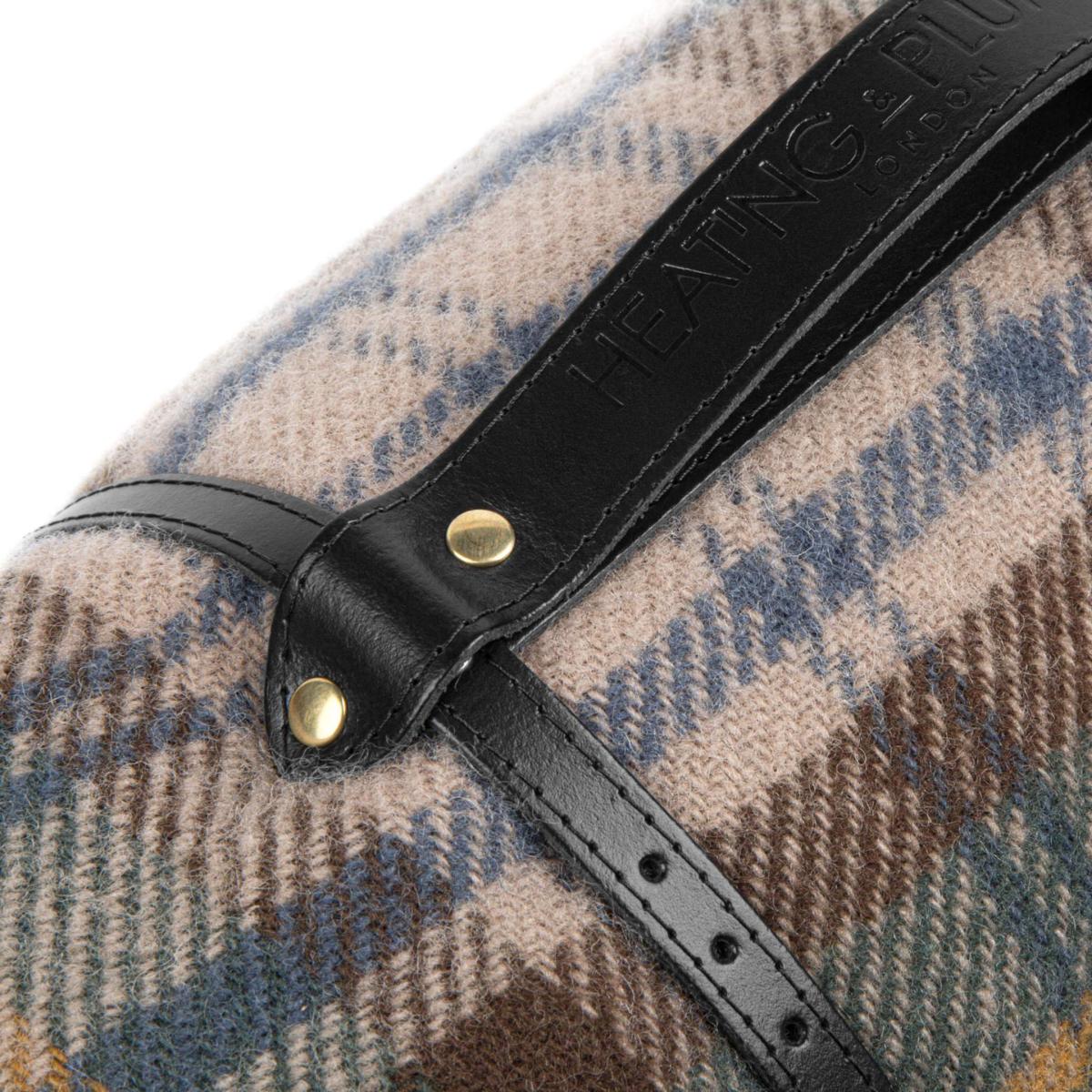 Black / Brown Pure New Wool Picnic Blanket -  Glen Coe -Black Strap | Heating & Plumbing London – image 3