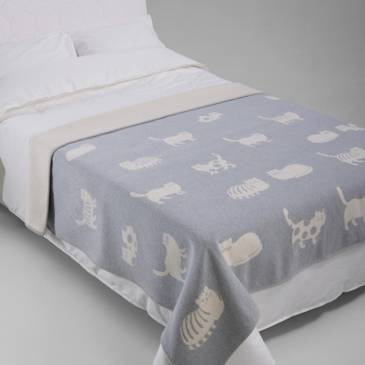 Blue Grey Cat Cotton Blanket J. j.textile – image 3