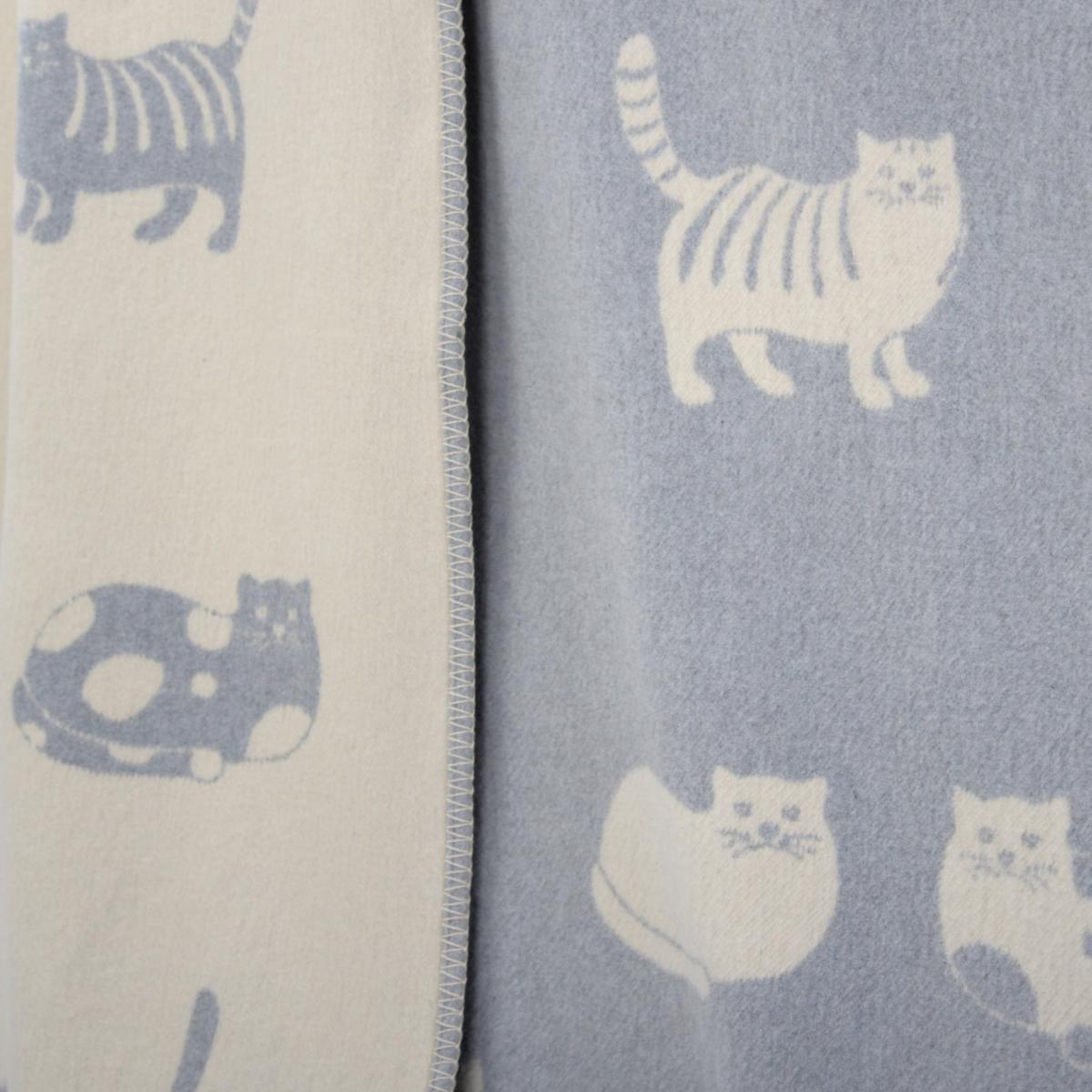 Blue Grey Cat Cotton Blanket J. j.textile – image 4