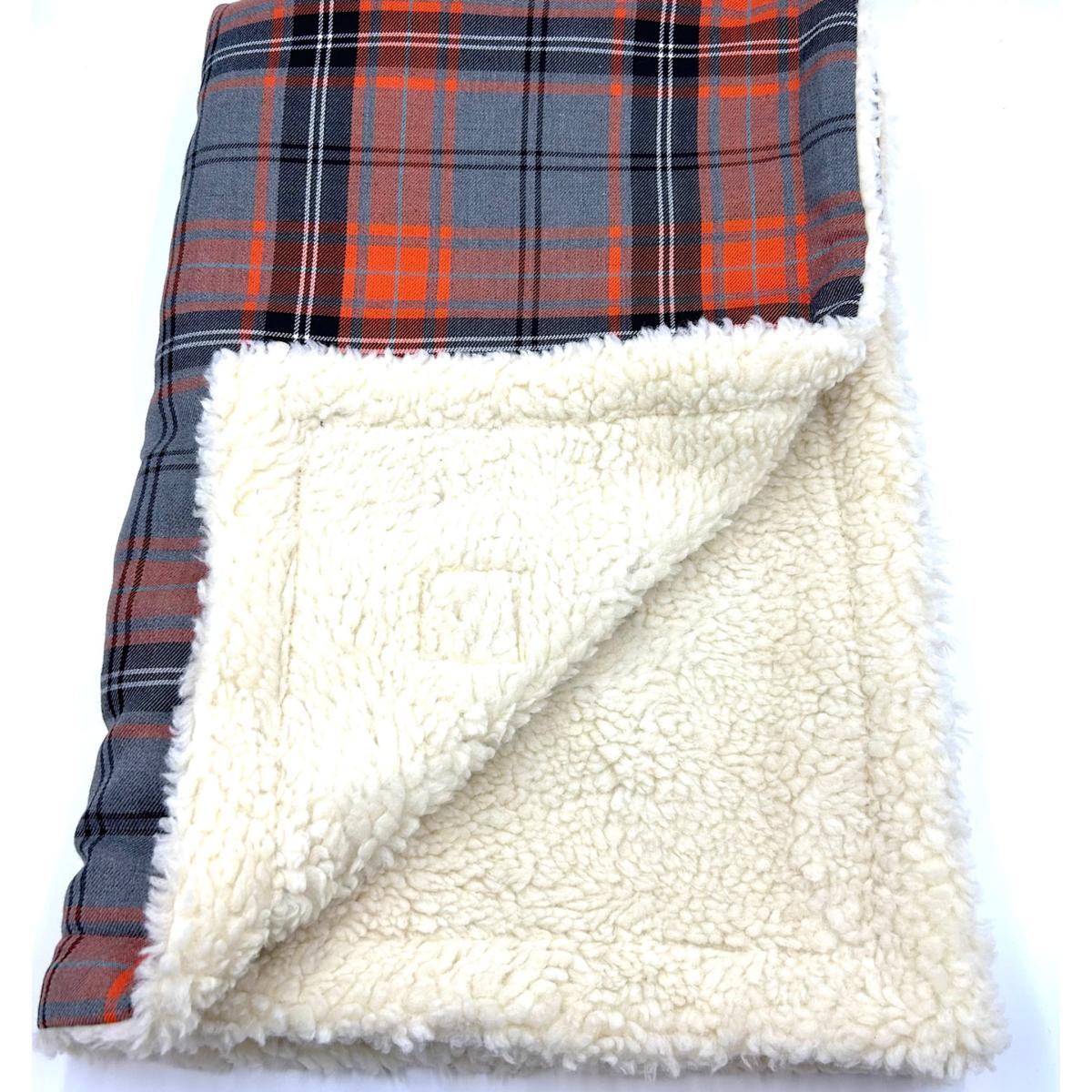 Yellow / Orange Orange/Grey Tartan Dog Blanket | One Size | Barkley & Fetch – image 3