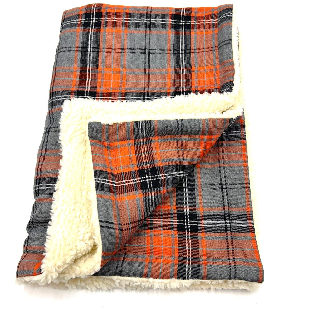 Yellow / Orange Orange/Grey Tartan Dog Blanket | One Size | Barkley & Fetch – image 4