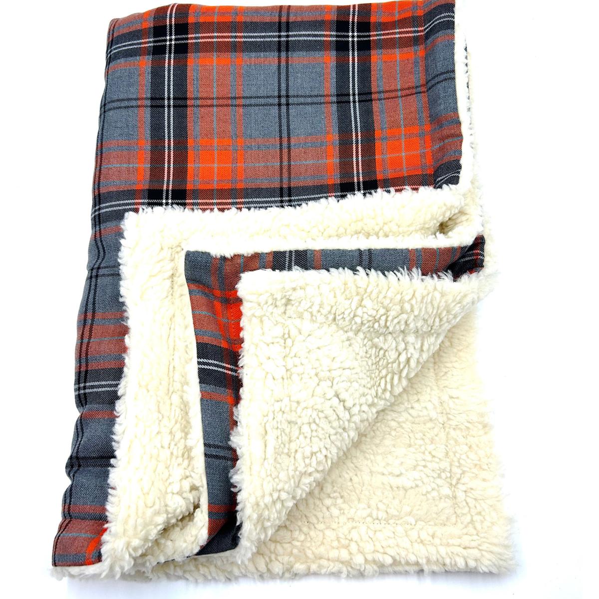 Yellow / Orange Orange/Grey Tartan Dog Blanket | One Size | Barkley & Fetch – image 5
