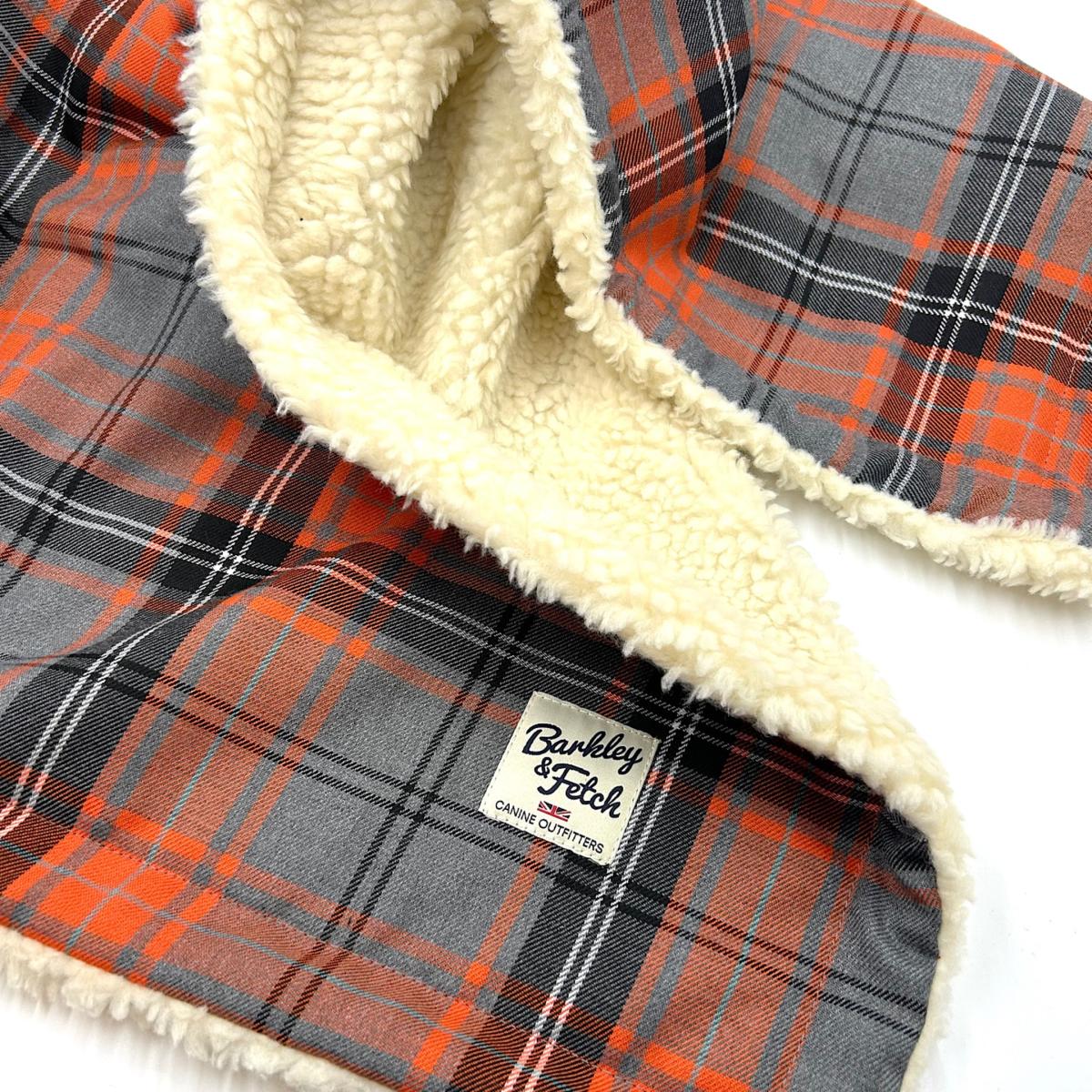 Yellow / Orange Orange/Grey Tartan Dog Blanket | One Size | Barkley & Fetch – image 6