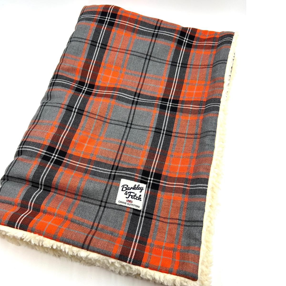 Yellow / Orange Orange/Grey Tartan Dog Blanket | One Size | Barkley & Fetch – image 7