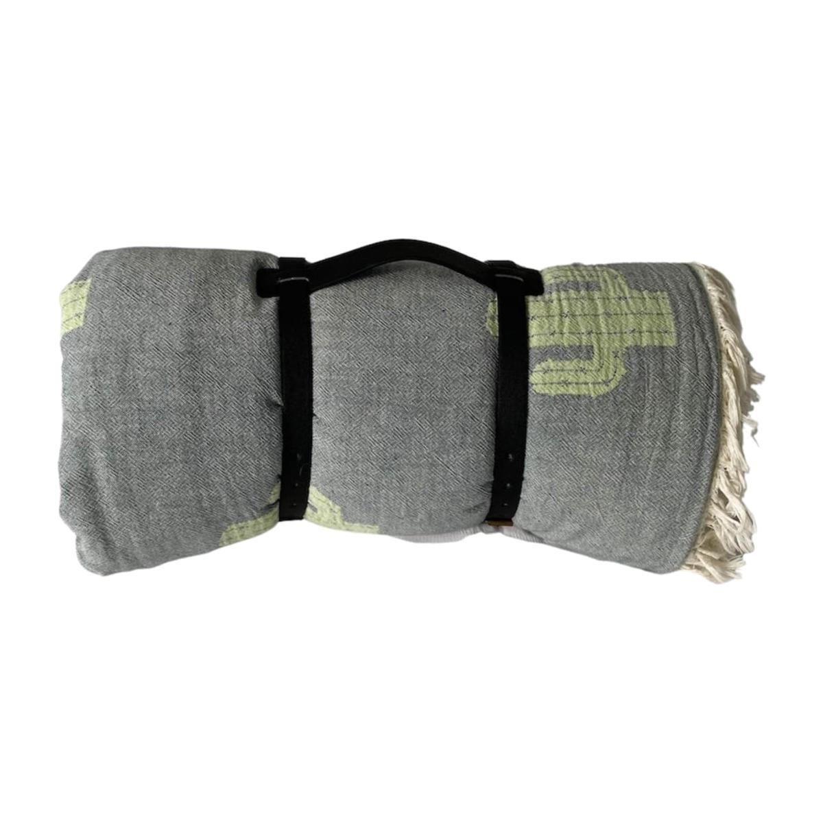 Green / Grey Cactus Fleece Lined Throw One Size Ailera – image 1