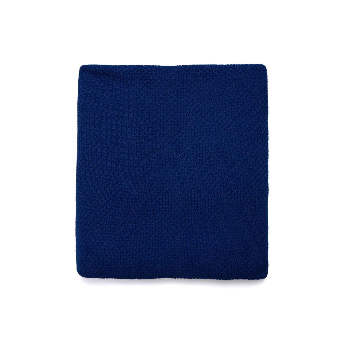 Ridge Knit Pure Cotton Double Blanket In Royal Blue | One Size | Peraluna – image 2