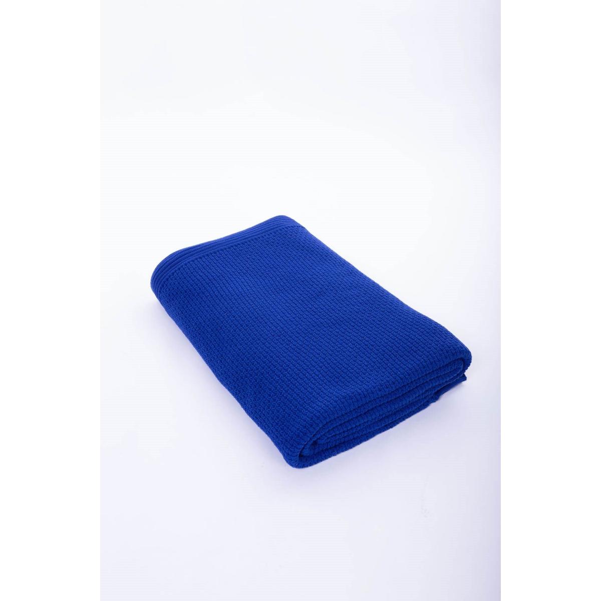 Ridge Knit Pure Cotton Double Blanket In Royal Blue | One Size | Peraluna – image 6