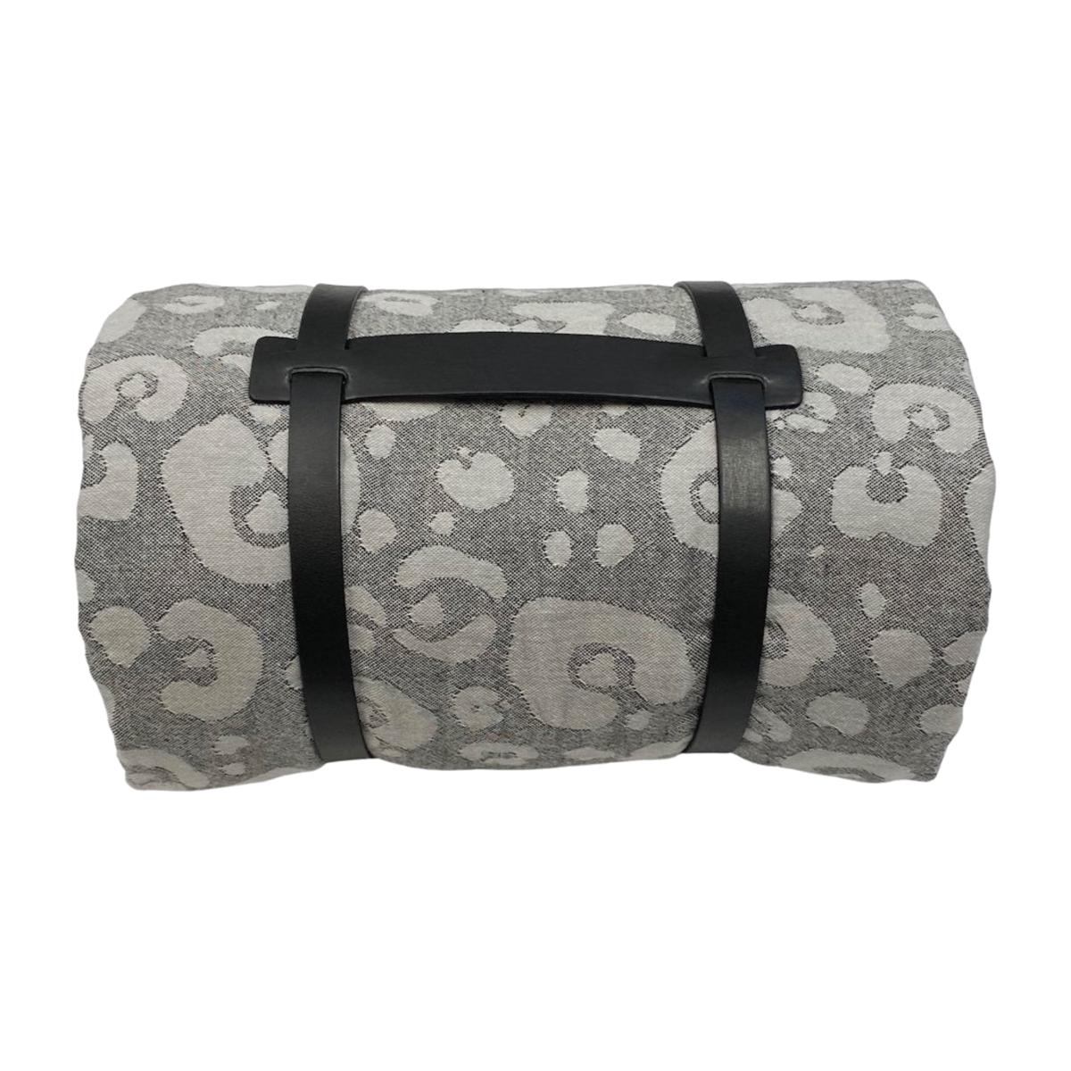 Black / Grey Leopard Super King Blanket One Size Ailera – image 1