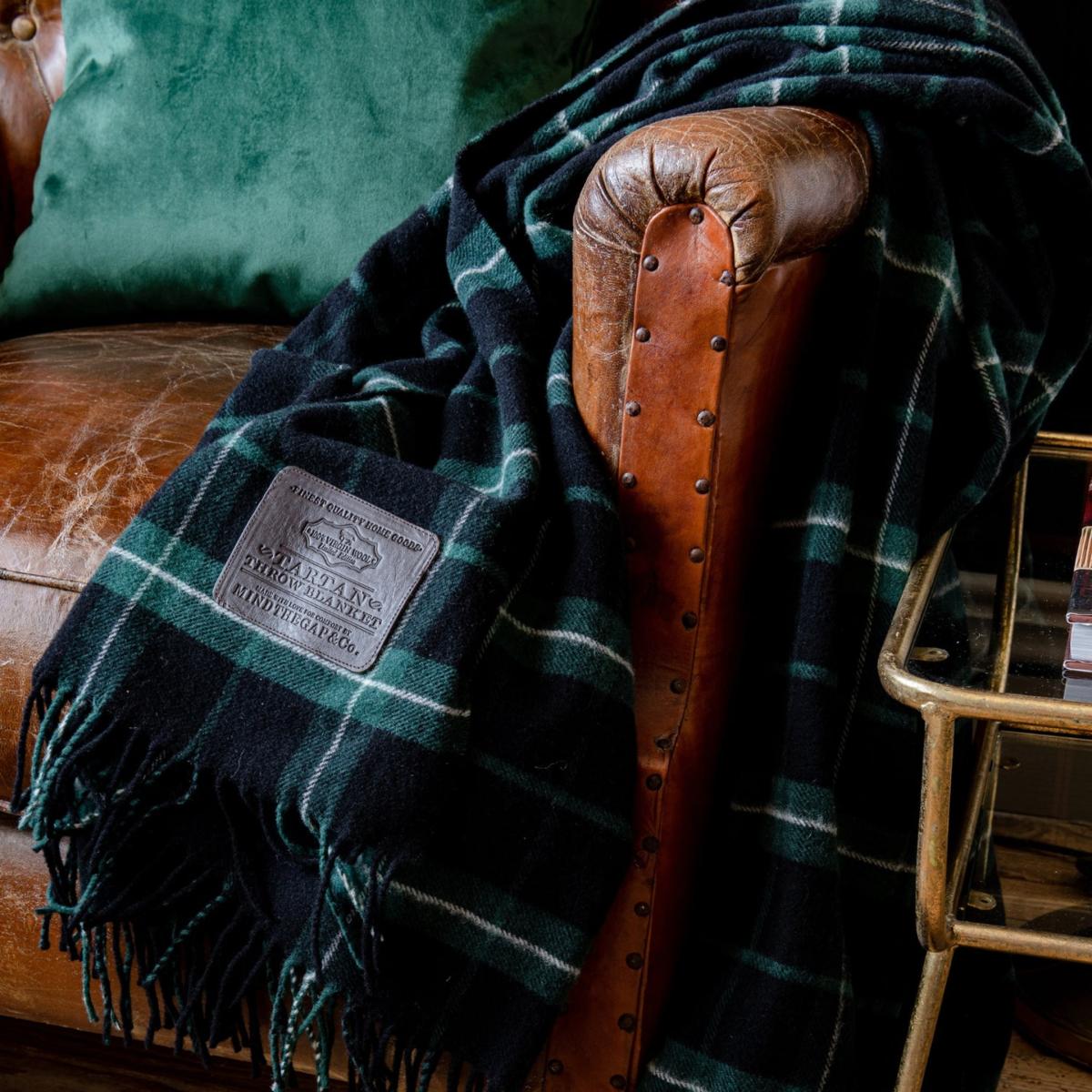 Green / Black Gilroy Plaid Throw Blanket By Mindthegap – image 2